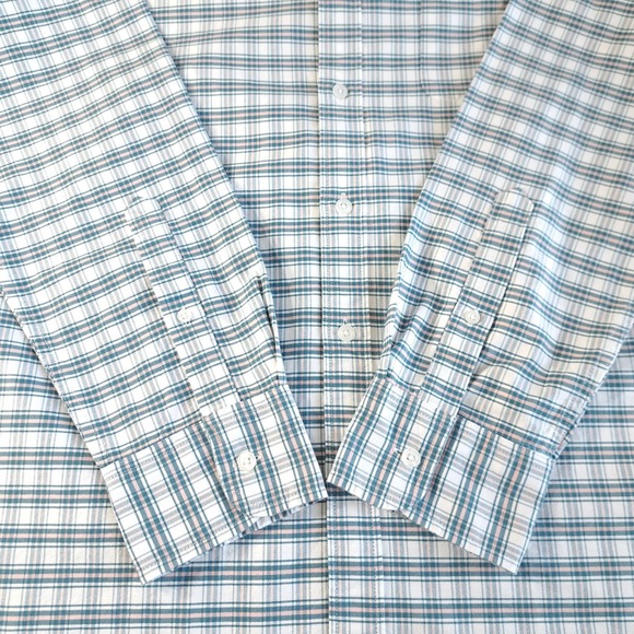 J.Crew Factory Men's Collared Button-Down Shirt L Slim Green Plaid‎ Long Sleeves - Picture 8 of 10